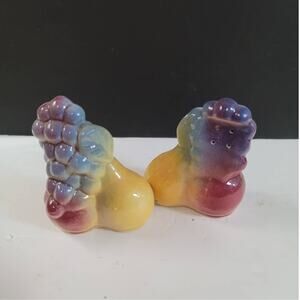Vintage Shawnee Pottery Ceramic Fruit  Grapes Pear Salt & Pepper Shaker Set